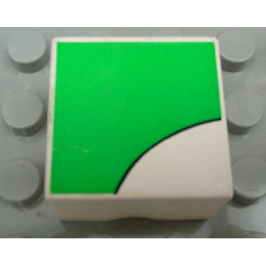 white duplo tile 2 x 2 x 1 with rabbit mosaic picture 13 pattern