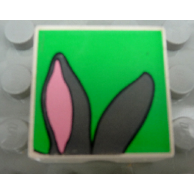 white duplo tile 2 x 2 x 1 with rabbit mosaic picture 15 pattern