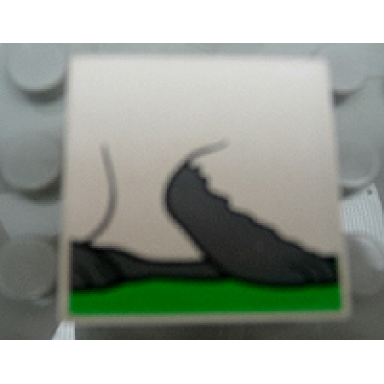 white duplo tile 2 x 2 x 1 with rabbit mosaic picture 17 pattern