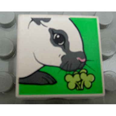 white duplo tile 2 x 2 x 1 with rabbit mosaic picture 18 pattern