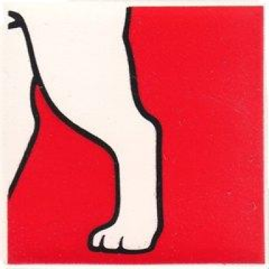 white duplo tile 2 x 2 x 1 with dog mosaic picture 06 pattern