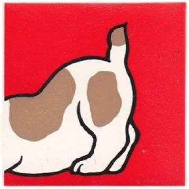 white duplo tile 2 x 2 x 1 with dog mosaic picture 09 pattern