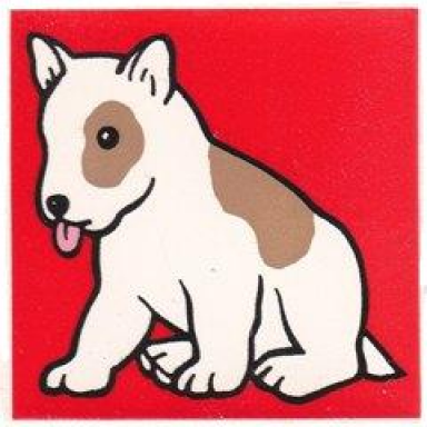 white duplo tile 2 x 2 x 1 with dog mosaic picture 12 pattern