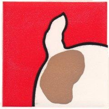 white duplo tile 2 x 2 x 1 with dog mosaic picture 13 pattern