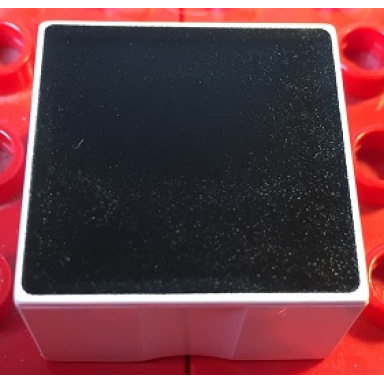white duplo tile 2 x 2 x 1 with shape black square pattern