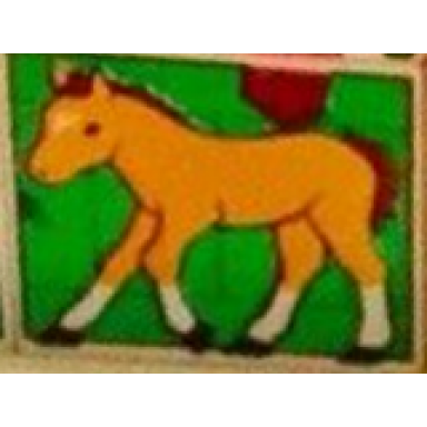 white duplo tile 2 x 2 x 1 with stable mosaic picture 14 pattern