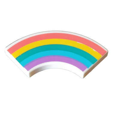 white tile round corner 2 x 2 macaroni with coral yellow dark turquoise medium azure and medium lavender rainbow pattern