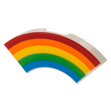 white tile round corner 2 x 2 macaroni with red orange yellow green and blue rainbow pattern