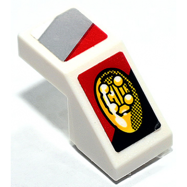 white slope 45 2 x 1 with cutout without stud with black light bluish gray and red stripes and yellow headlight pattern model left side stickers - set 75888