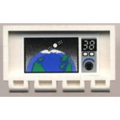 white hinge train gate 2 x 4 with satellite over earth 38 and controls pattern sticker - set 6336