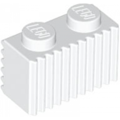 white brick modified 1 x 2 with grille fluted profile
