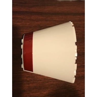 white cone half 10 x 5 x 6 with sw dark red thick stripe pattern sticker - set 75244