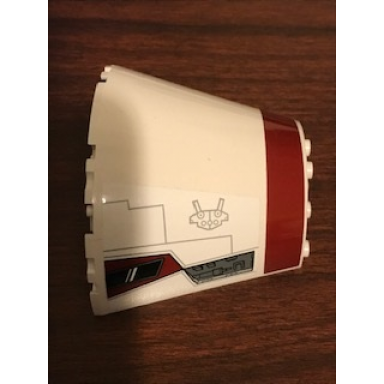 white cone half 10 x 5 x 6 with sw dark red stripe cockpit window and machinery pattern model left side stickers - set 75244