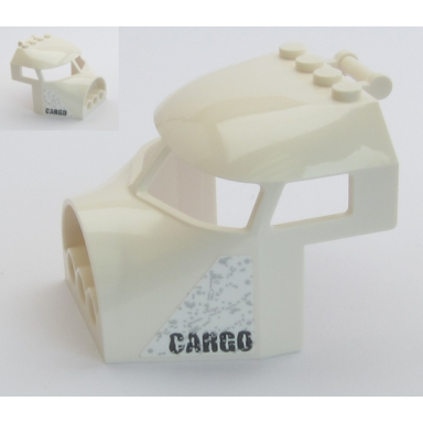 white aircraft fuselage forward top curved 6 x 6 with bar handle and 3 pin holes with cargo and scratches pattern on both sides stickers - set 60161