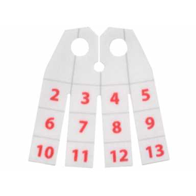 white minifigure cape cloth 4 rectangular strips with calendar numbers pattern