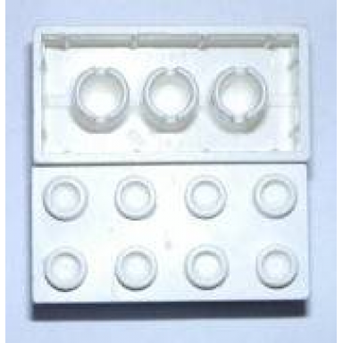 white minitalia brick 2 x 4 with bottom tubes