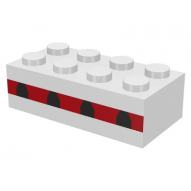white brick 2 x 4 with plane windows 4 in thin red stripe pattern
