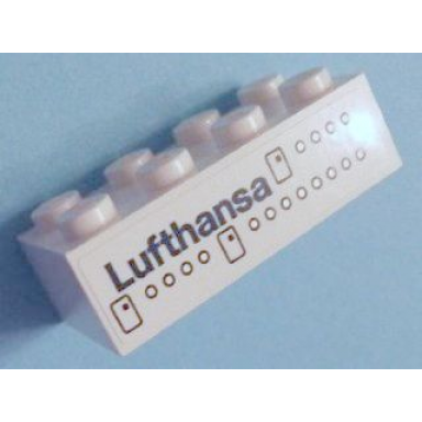 white brick 2 x 4 with lufthansa airplane doors and windows pattern on both sides stickers - set 40146