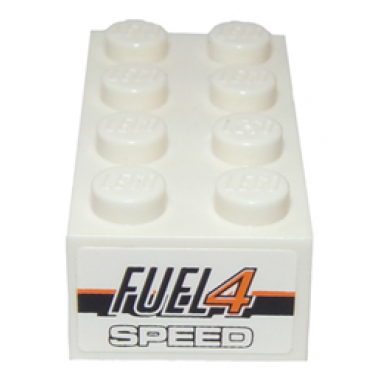 white brick 2 x 4 with fuel4 speed logo pattern on both ends stickers - set 8147