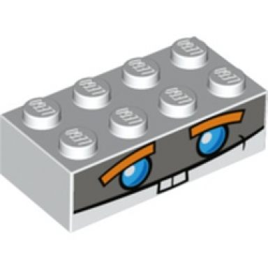 white brick 2 x 4 with boost face pattern 17101