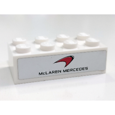 white brick 2 x 4 with mclaren mercedes pattern sticker - set 75911