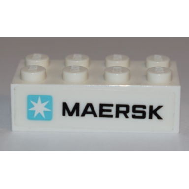 white brick 2 x 4 with maersk logo on white background pattern sticker - set 10241