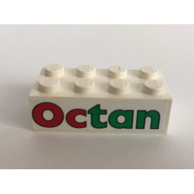 white brick 2 x 4 with octan pattern sticker - set 6617