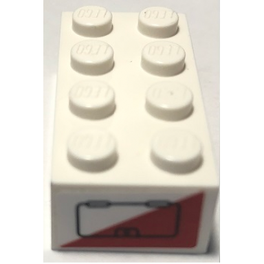 white brick 2 x 4 with cargo door on red and white triangles pattern on both ends stickers - set 60183