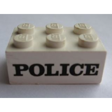 white brick 2 x 3 with black police serif pattern