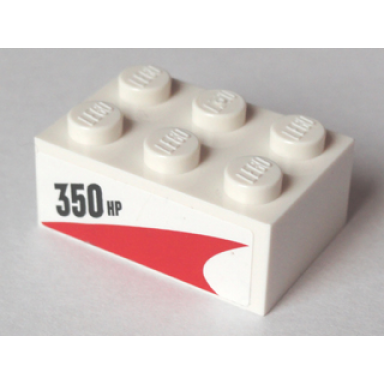 white brick 2 x 3 with 350 hp pattern model left side sticker - set 60005