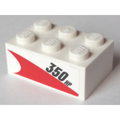 white brick 2 x 3 with 350 hp pattern model right side sticker - set 60005