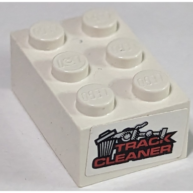 white brick 2 x 3 with trash can and track cleaner pattern on both ends stickers - set 8182