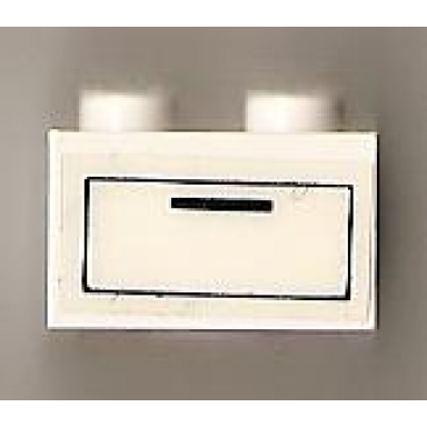 white brick 2 x 2 with drawer pattern sticker - set 6372