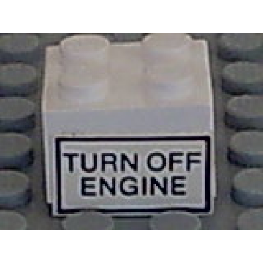 white brick 2 x 2 with turn off engine pattern on both sides stickers - set 6375-2