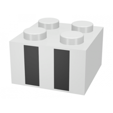 white brick 2 x 2 with two black rectangles pattern