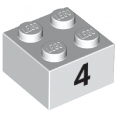 white brick 2 x 2 with black number 4 pattern