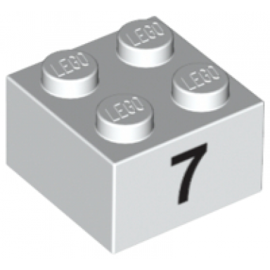 white brick 2 x 2 with black number 7 pattern