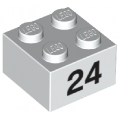 white brick 2 x 2 with black number 24 pattern
