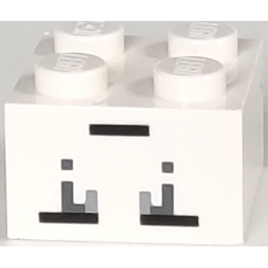 white brick 2 x 2 with pixelated black dark bluish gray and light bluish gray squares and rectangles pattern minecraft ghast face