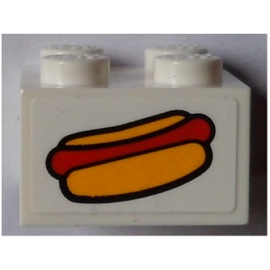 white brick 2 x 2 with hot dog pattern sticker - set 60097