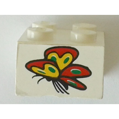 white brick 2 x 2 with butterfly pattern sticker - set 4165