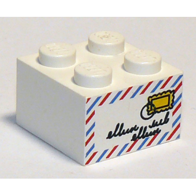 white brick 2 x 2 with mail envelope pattern