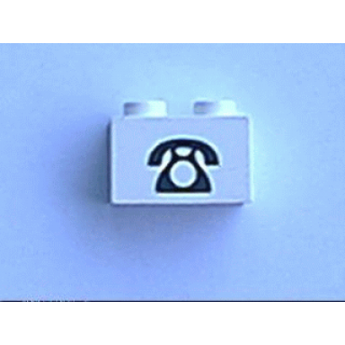 white brick 1 x 2 with telephone pattern