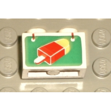 white brick 1 x 2 with ice cream pattern