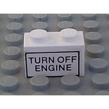 white brick 1 x 2 with turn off engine pattern on both sides stickers - set 6375-2