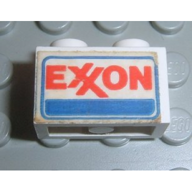 white brick 1 x 2 with exxon logo pattern on both sides stickers - set 6375-2