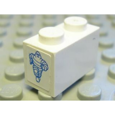 white brick 1 x 2 with michelin man pattern on both ends stickers - set 8374