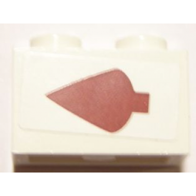 white brick 1 x 2 with dark red arrow pattern left sticker - set 10240