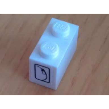 white brick 1 x 2 with gas fuel pump pattern on end sticker - set 8135