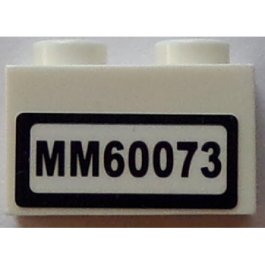 white brick 1 x 2 with mm60073 pattern sticker - set 60073